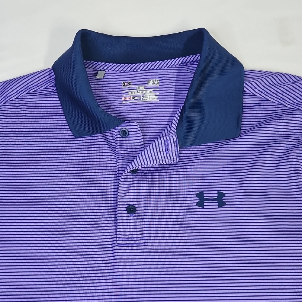 Under Armour Men's Purple Striped Polo Shirt